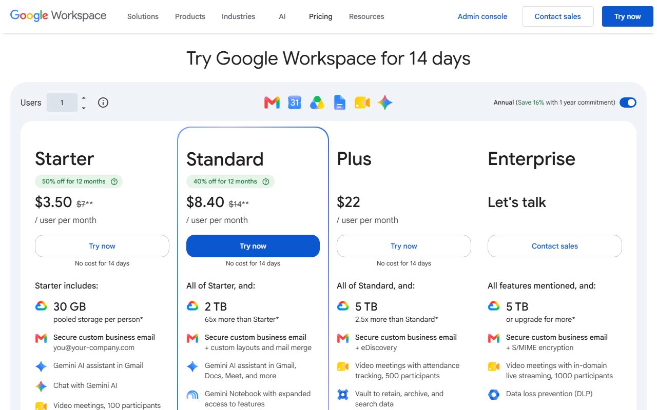 Google Workspace's public homepage, captured automatically on October 12, 2026. Not a logged-in account; the page may have changed since.